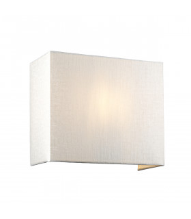 Riley Medium Square Wall Light with Brass Ivory Faux Silk Shade-1