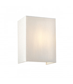 Riley Small Square Wall Light with Brass Ivory Faux Silk Shade-1