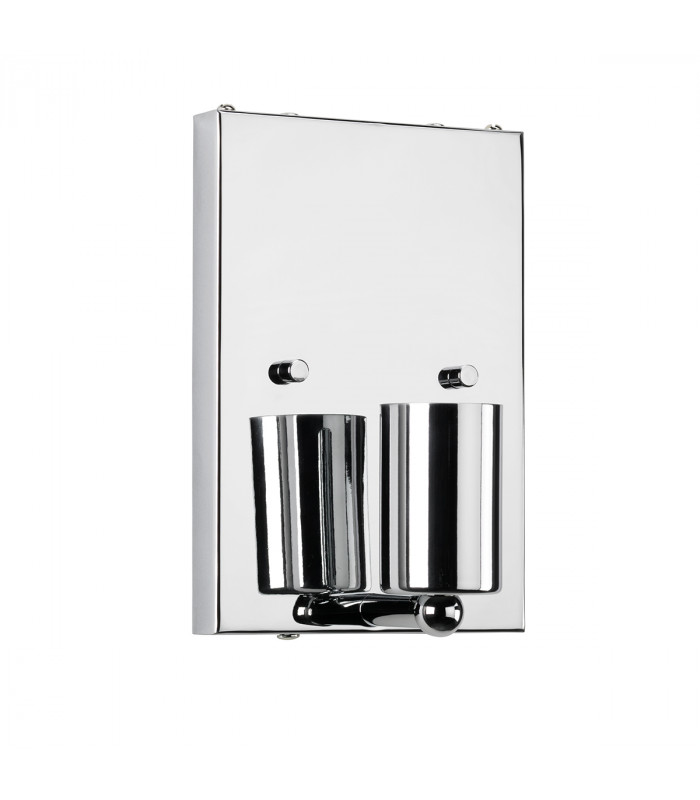Riley Small Square Wall Light with Polished Chrome Ivory Faux Silk Shade-2