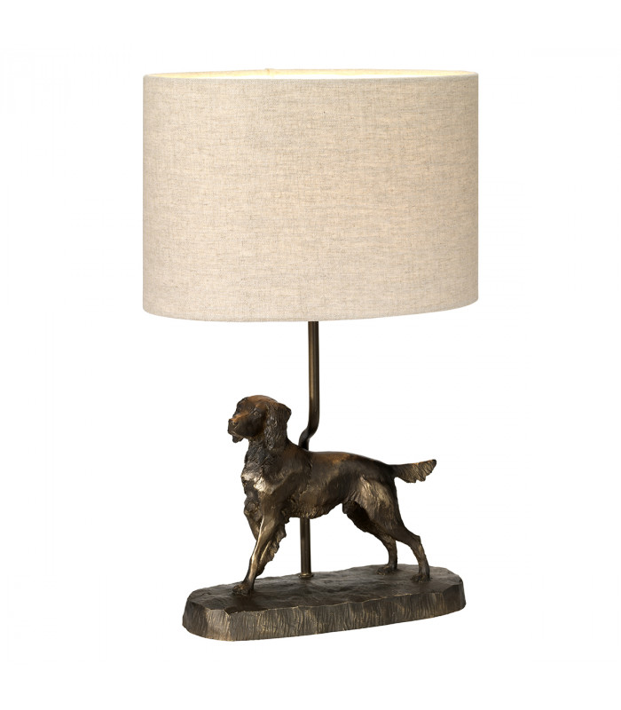 Rufus Bronzed Patina Table lamp Dog Statuette Oval Shade-1