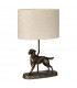 Rufus Bronzed Patina Table lamp Dog Statuette Oval Shade-2