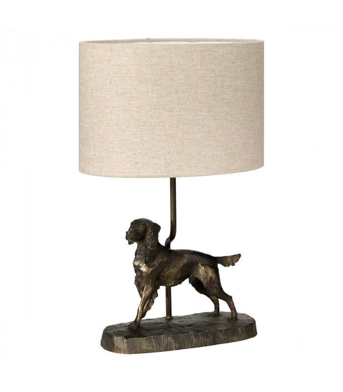 Rufus Bronzed Patina Table lamp Dog Statuette Oval Shade-2