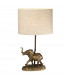 Sabi Bronzed Patina Table Lamp Elephant Statuette Oval Shade-1