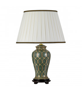 Sashi Traditional Green Oriental Ceramic Vase Table Lamp Tall Empire Shade-2