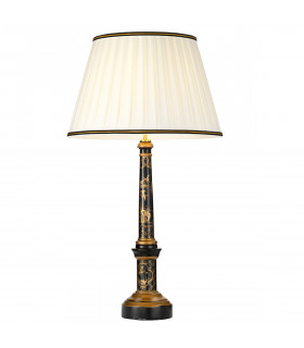Strasbourg Black Decorated Wood Table Lamp Tall Empire Shade-1