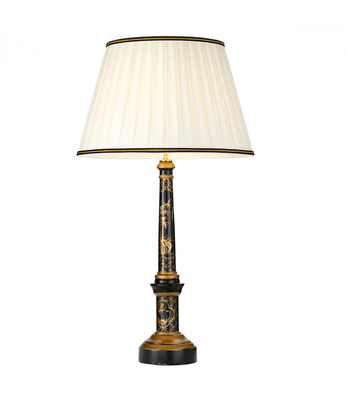 Strasbourg Black Decorated Wood Table Lamp Tall Empire Shade-1