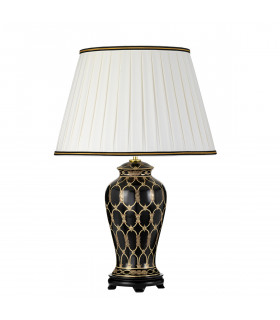 Taipei Traditional Black Oriental Ceramic Vase Table Lamp Tall Empire Cotton Shade-2