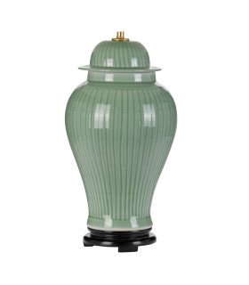 Yantai Celadon Oriental Ceramic Temple Jar Table Lamp Base Only