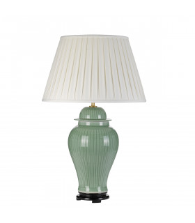 Yantai Celadon Oriental Ceramic Temple Jar Table Lamp Tall Empire Shade-2