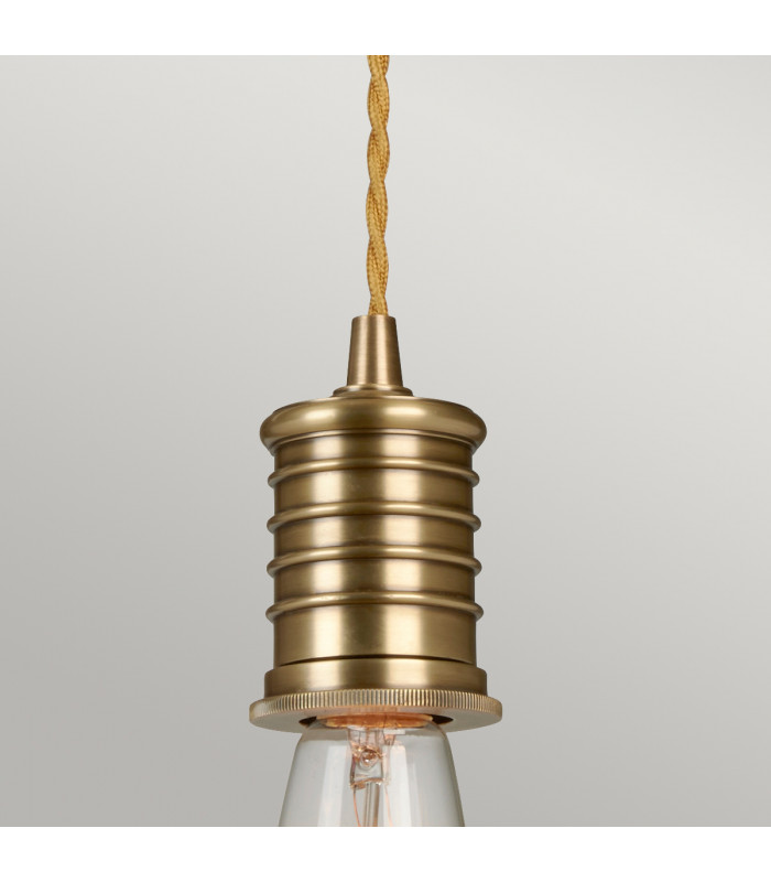 Douille 1 Light Ceiling Pendant Antique Brass E27-3