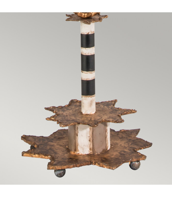 Birdland 1 Light Table Lamp Black Gold Cream E27-4