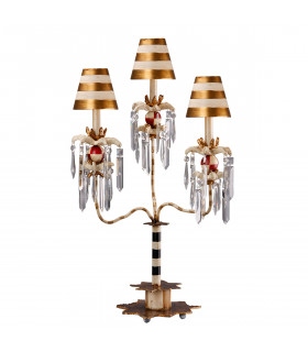 Birdland 1 Light Table Lamp Black Gold Crystal E27-1