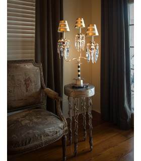 Birdland 1 Light Table Lamp Black Gold Crystal E27-2
