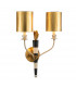 Flambeau 2 Light Indoor Candle Wall Light Black Gold with Shades E14-1