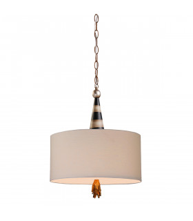 Flambeau 2 Light Ceiling Pendant Black Cream Gold Leaf E27-1