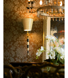 Flambeau 2 Light Ceiling Pendant Black Cream Gold Leaf E27-2