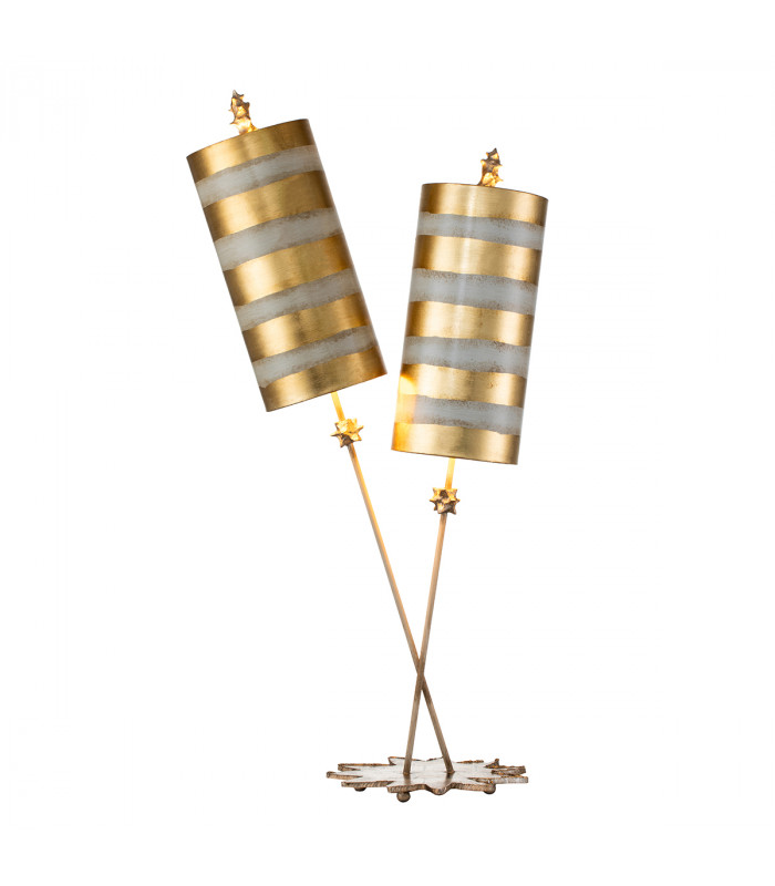 Nettle Luxe 2 Light Table Lamp Gold Leaf Taupe E27-1