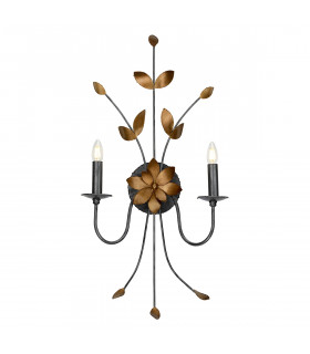 Simone Floral Leaves Design 2 Light Candle Wall Light Gold Leaf E14-1