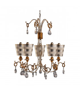 Tivoli 5 Light Multi Arm Chandelier Silver  Cream Finish E27