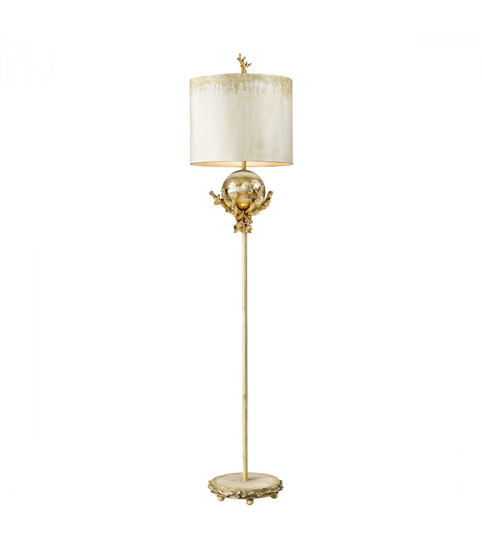 Trellis 1 Light Floor Lamp Putty Silver Leaf E27-1