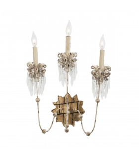 Venetian 3 Light Indoor Candle Wall Light Beige Gold E14