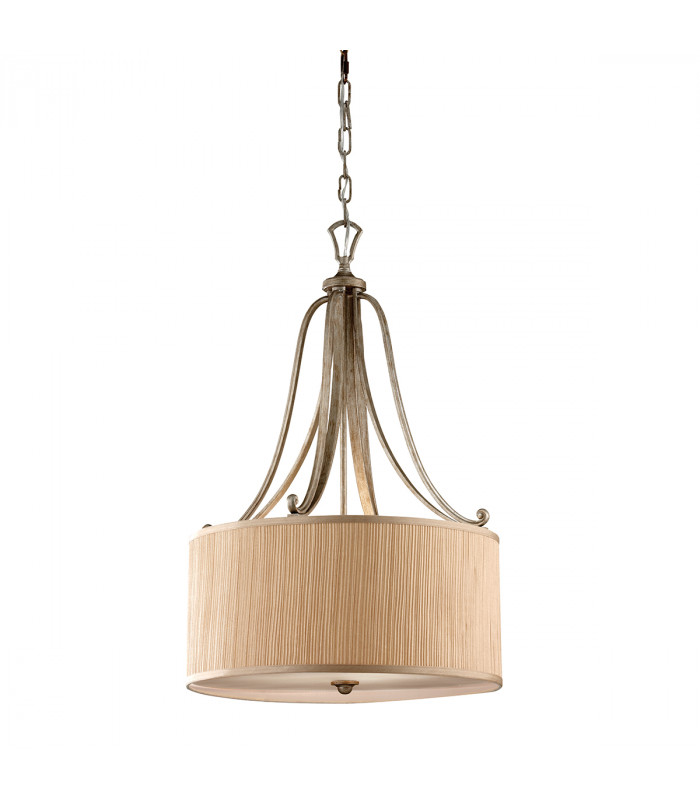 Abbey 3 Light Cylindrical Ceiling Pendant Silver Sand with Shade E27-1