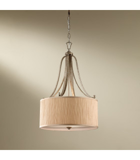 Abbey 3 Light Cylindrical Ceiling Pendant Silver Sand with Shade E27-2