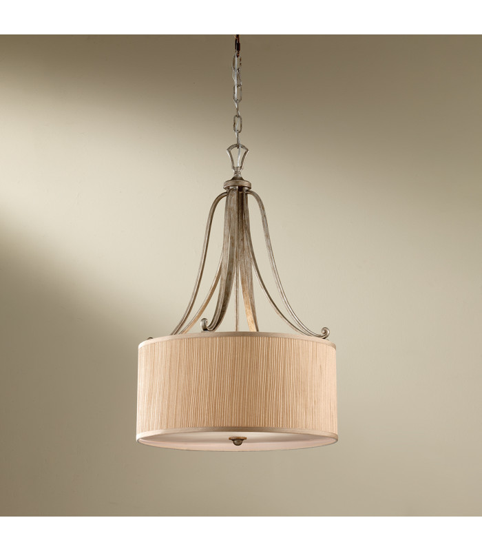 Abbey 3 Light Cylindrical Ceiling Pendant Silver Sand with Shade E27-2
