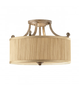 Abbey 3 Light Semi Flush Ceiling Light Silver Sand with Shade E27-1