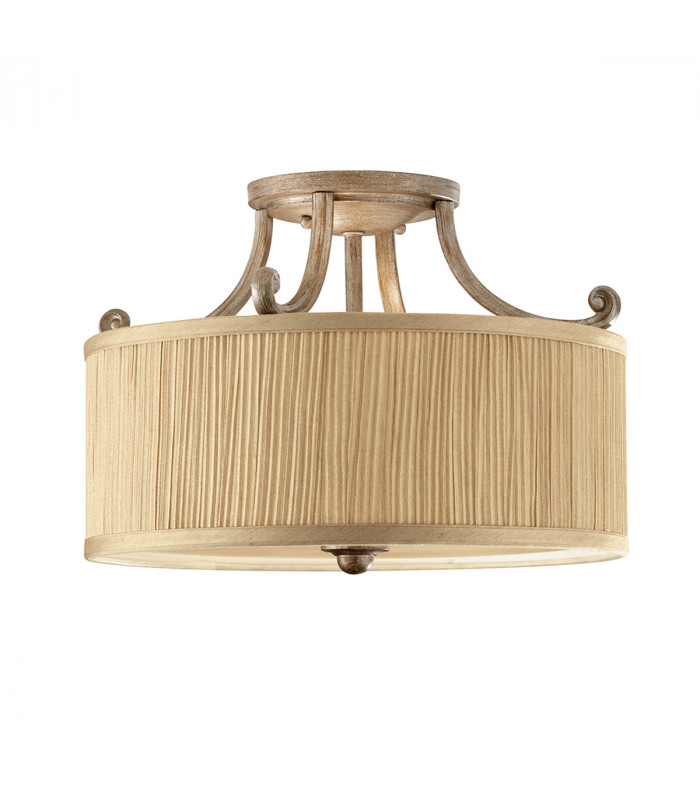 Abbey 3 Light Semi Flush Ceiling Light Silver Sand with Shade E27-1