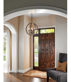 Allier 4 Light Spherical Cage Ceiling Pendant Dark Wood Antique iron E14-2