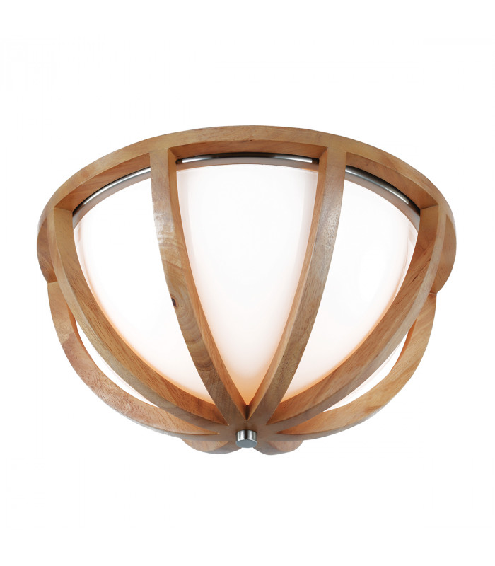 Allier Flush Mount Light Wood Brushed Steel E27-1
