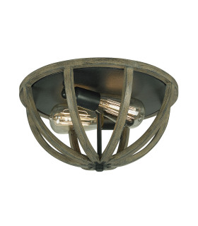 Allier 2 Light Ceiling Flush Light Dark Wood Antique Iron E27-1