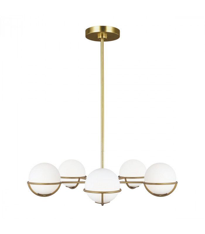 Apollo 5 Light Globe Pendant Burnished Brass G9-1