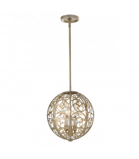 Arabesque 3 Light Ceiling Chandelier Pendant Light Silver Leaf E14-1