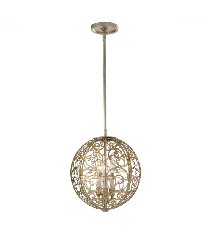 Arabesque 3 Light Ceiling Chandelier Pendant Light Silver Leaf E14-1