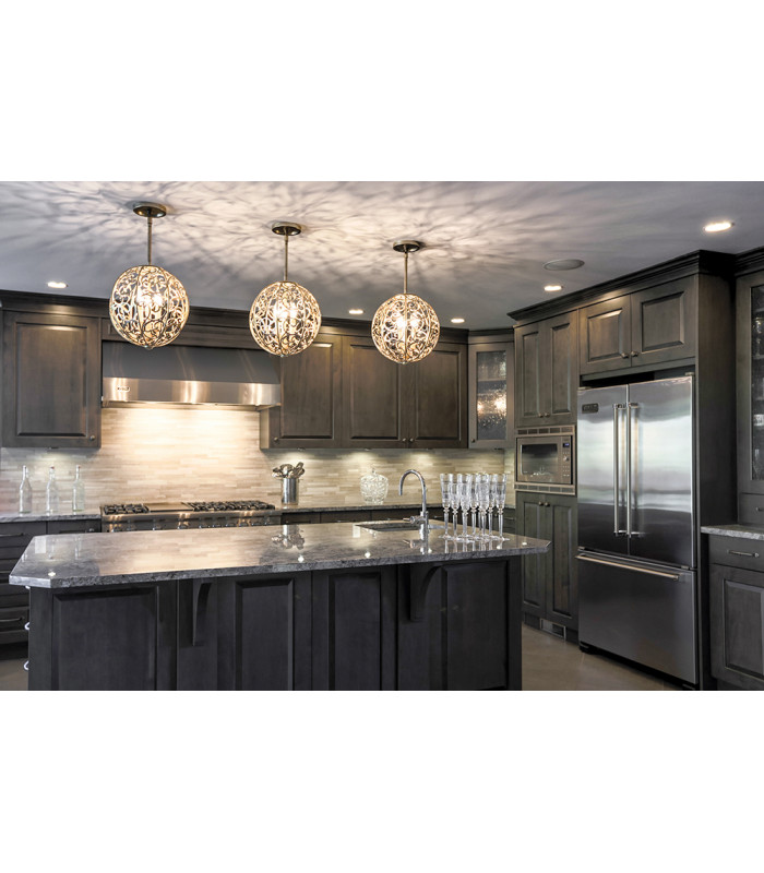 Arabesque 3 Light Ceiling Chandelier Pendant Light Silver Leaf E14-2