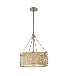 Arabesque 4 Light Cylindrical Ceiling Pendant Light Silver Leaf E27-1