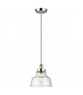 Baskin 1 Light Dome Ceiling Pendant Polished Nickel E27-1