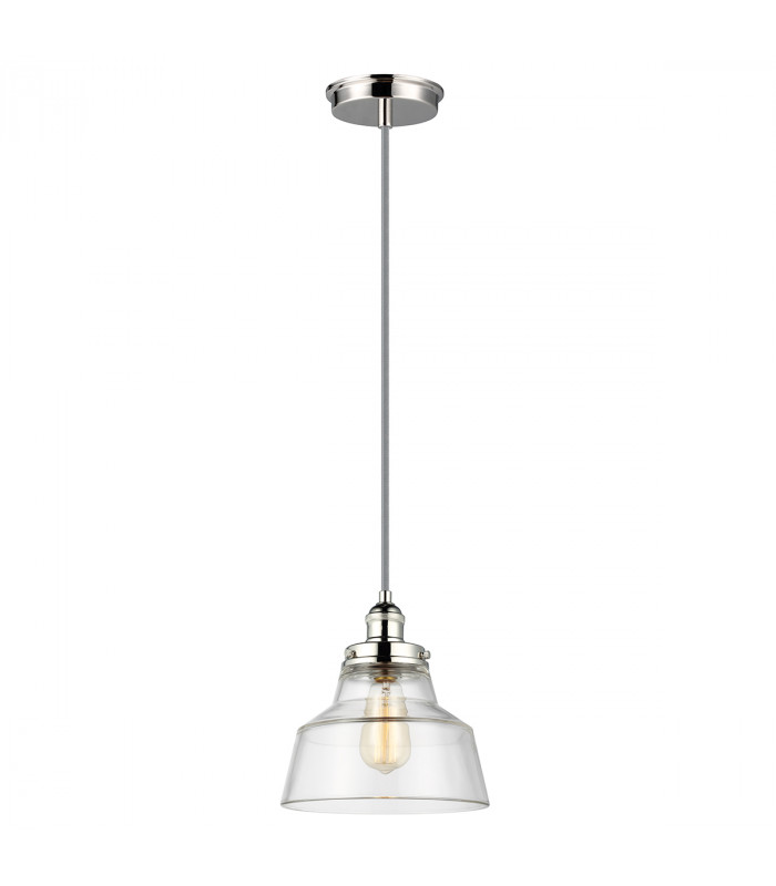 Baskin 1 Light Dome Ceiling Pendant Polished Nickel E27-1