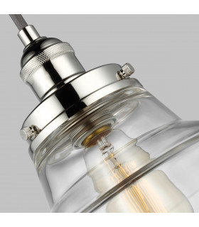 Baskin 1 Light Dome Ceiling Pendant Polished Nickel E27-3