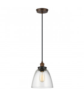 Baskin 1 Light Dome Ceiling Pendant Brass Dark Zinc E27-1