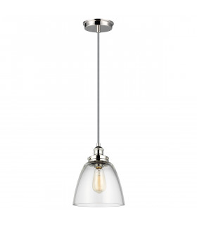Baskin 1 Light Dome Ceiling Pendant Polished Nickel E27-1