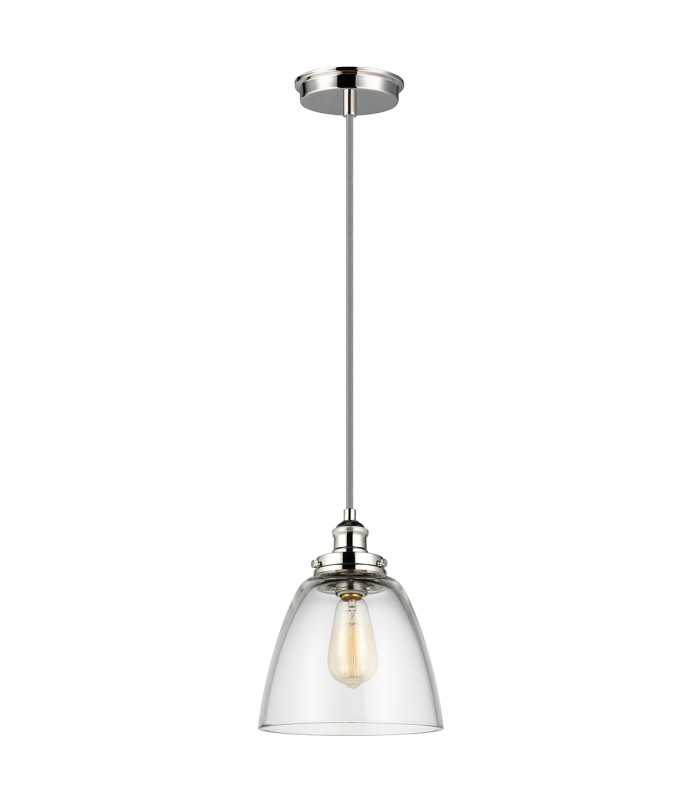 Baskin 1 Light Dome Ceiling Pendant Polished Nickel E27-1