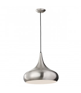 Beso 1 Light Large Dome Ceiling Pendant Brushed Steel E27
