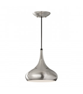 Beso 1 Light Dome Ceiling Pendant Brushed Steel E27-1