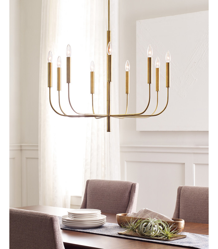 Brianna 9 Light Chandelier Burnished Brass E14-3