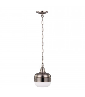 Cadence 1 Light Dome Ceiling Mini Pendant Polished Nickel Brushed Steel E27