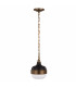 Cadence 1 Light Dome Ceiling Mini Pendant Antique Brass Black E27-1