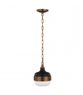 Cadence 1 Light Dome Ceiling Mini Pendant Antique Brass Black E27-1